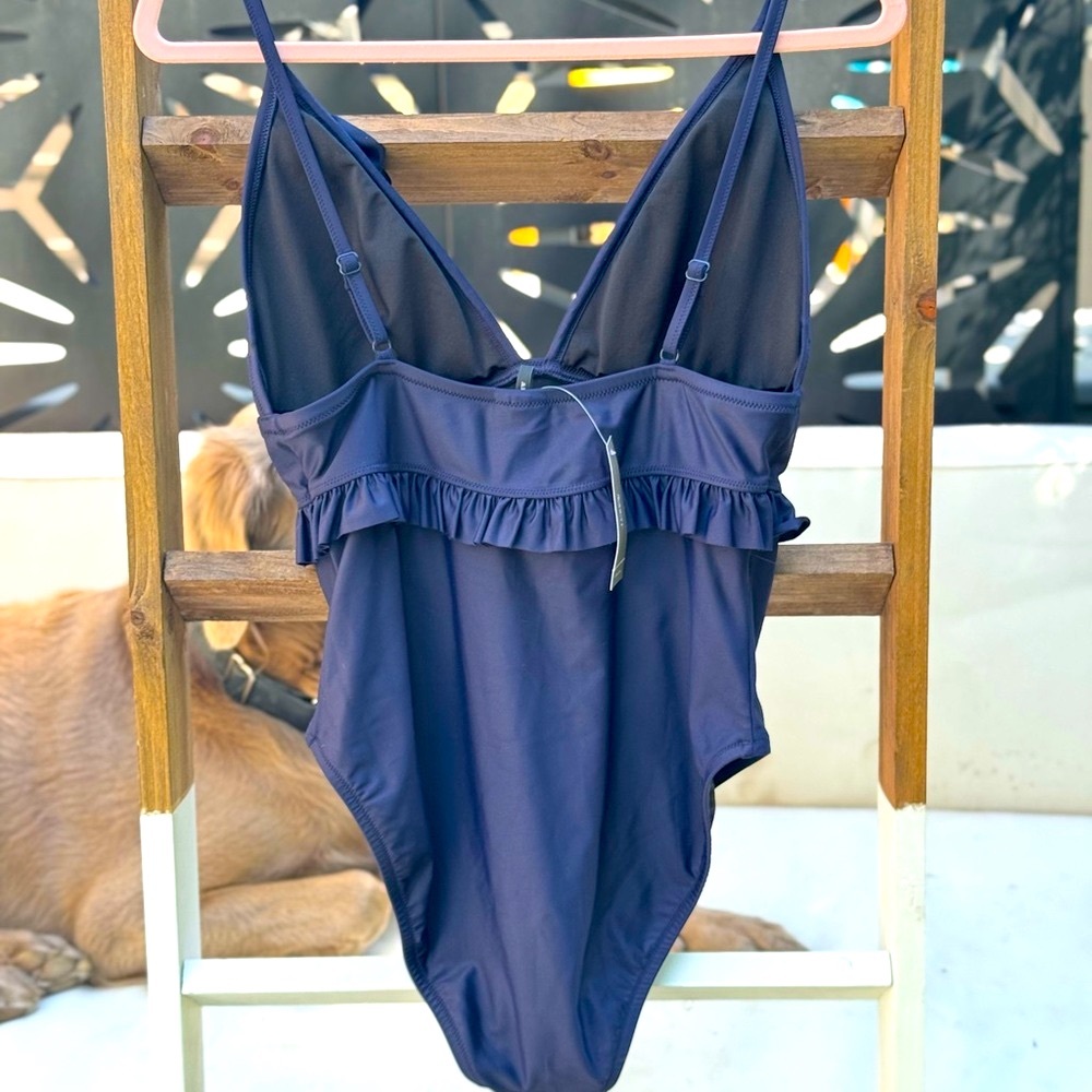 J.Crew NWT Navy one piece Swimsuit ruffles - Picture 4 of 13